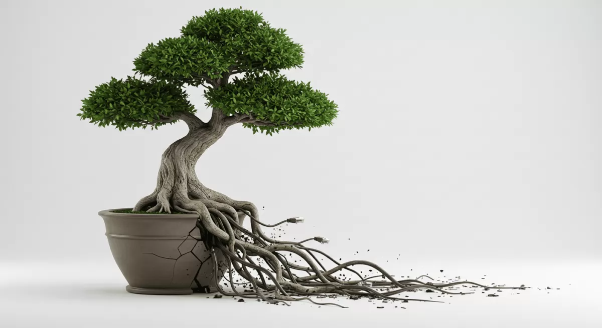 Árbol con raíces expuestas y quebradas