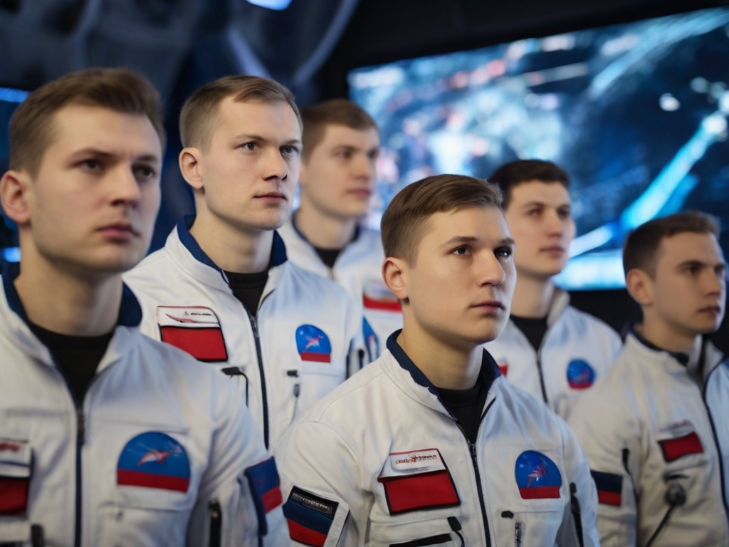Default The group of young russian astronauts in training stan 0